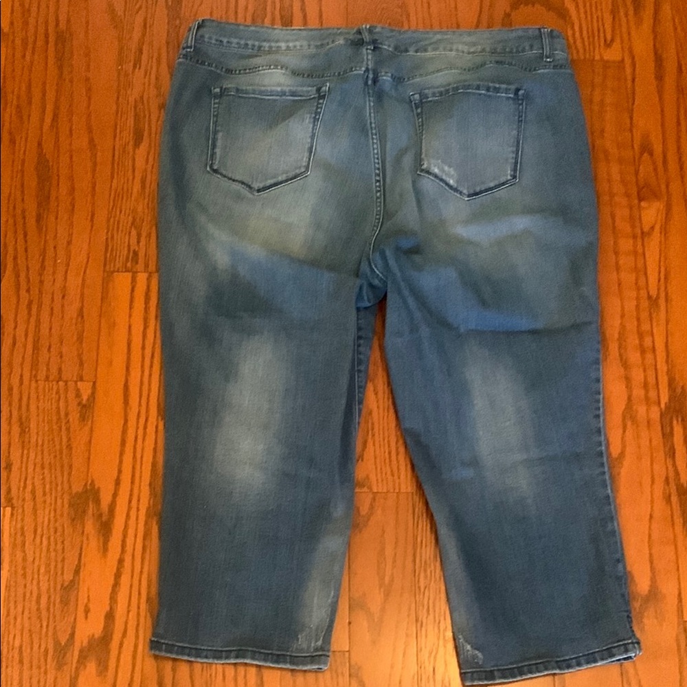 Rafaella Blue Cropped Jeans with Embroidery 20W - Picture 4 of 5